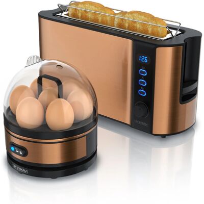 Arendo Kupfer Silber 2-Scheiben Toaster Eierkocher Set - Frühstück Arendo Kupfer Silber 2-Scheiben Toaster Eierkocher Set - Frühstück