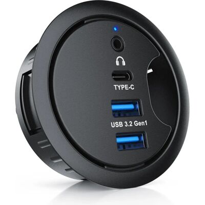 CSL Multi Hub für Tischkabeldurchführung - USB 3.2, USB-C, Audio CSL Multi Hub für Tischkabeldurchführung - USB 3.2, USB-C, Audio