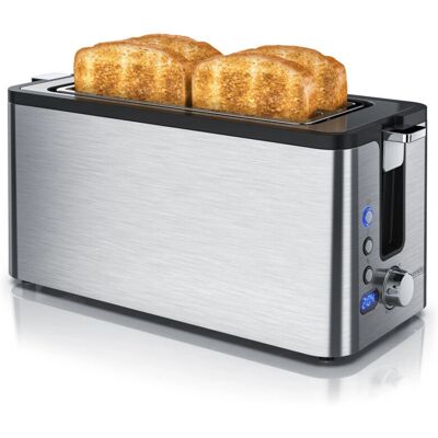 Arendo Edelstahl 4-Scheiben Toaster mit Restzeitanzeige - Toaster Arendo Edelstahl 4-Scheiben Toaster mit Restzeitanzeige - Toaster
