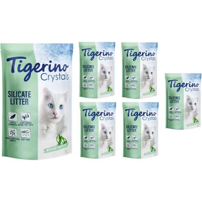Tigerino Crystals Aloe Vera Kocia kuweta - Kontrola zapachów - 6 x 5L Tigerino Crystals Aloe Vera Kocia kuweta - Kontrola zapachów - 6 x 5L