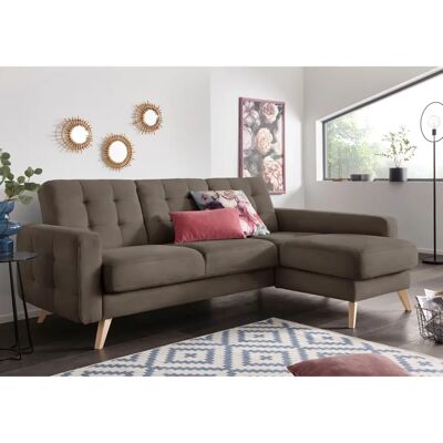 Sofa Fashion Nappa Taupe L-Form mit Bett & Stauraum - Sofa Sofa Fashion Nappa Taupe L-Form mit Bett & Stauraum - Sofa