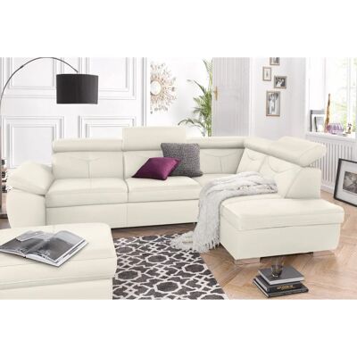 Ecksofa EXXPO - Naturleder, Weiß, L-Form, Verstellbar, Modern Ecksofa EXXPO - Naturleder, Weiß, L-Form, Verstellbar, Modern