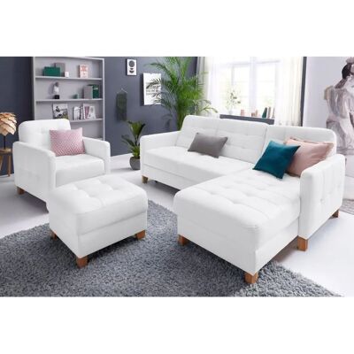 SOFA FASHION Elio L-Form Weißes Sofa mit Schlaffunktion SOFA FASHION Elio L-Form Weißes Sofa mit Schlaffunktion