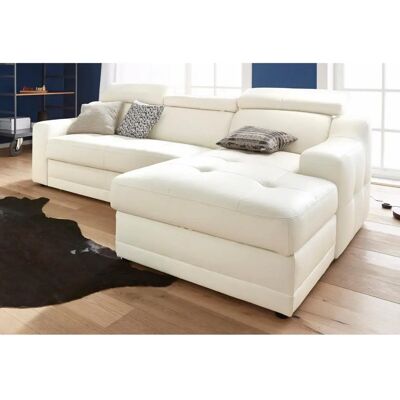 Exxpo Lotos Ecksofa - Weiß Leder, L-Form, Bettfunktion Exxpo Lotos Ecksofa - Weiß Leder, L-Form, Bettfunktion