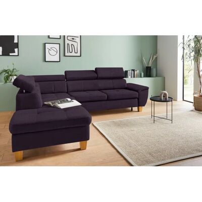 SOFA FASHION Enya L-Form lila - Sofa mit Bett & Ottoman SOFA FASHION Enya L-Form lila - Sofa mit Bett & Ottoman