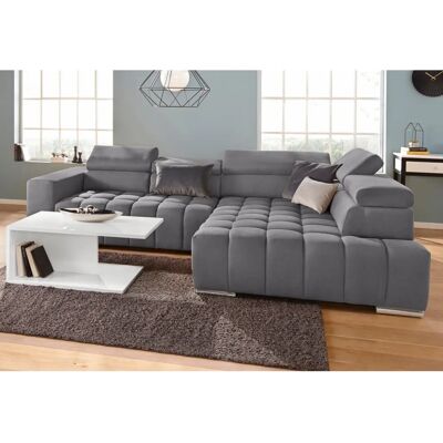 SOFA FASHION Elias L-förmiger Ecksofa - Webvelours, Grau SOFA FASHION Elias L-förmiger Ecksofa - Webvelours, Grau