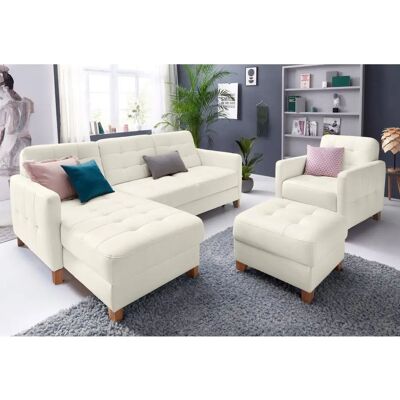 SOFA FASHION Elio - L-Form, weiß, 5 Sitze, mit Bettfunktion - Sofa SOFA FASHION Elio - L-Form, weiß, 5 Sitze, mit Bettfunktion - Sofa