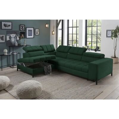 Ecksofa Bocco - Samtvelours, Ottomane links, Stauraum Ecksofa Bocco - Samtvelours, Ottomane links, Stauraum