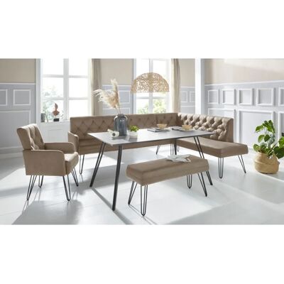 SOFA FASHION Doppio Chesterfield Eckbank - Hochwertiger Microfaser Bezug, braun, 197x90x255cm SOFA FASHION Doppio Chesterfield Eckbank - Hochwertiger Microfaser Bezug, braun, 197x90x255cm