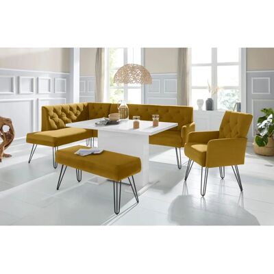 Sofa Doppio - Eckbank mit Chesterfield-Optik - Hohe Designfüße Sofa Doppio - Eckbank mit Chesterfield-Optik - Hohe Designfüße