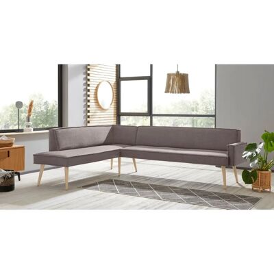 SOFA FASHION Lungo - Eckbank Veloursstoff, Hoher Holzfuß - Eckbank SOFA FASHION Lungo - Eckbank Veloursstoff, Hoher Holzfuß - Eckbank