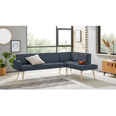 SOFA FASHION Lungo - Eckbank, Veloursstoff, Hoher Holzfuß - Eckbank SOFA FASHION Lungo - Eckbank, Veloursstoff, Hoher Holzfuß - Eckbank