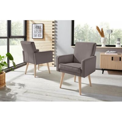 SOFA FASHION Lungo Taupe Velours Sessel - Armchair SOFA FASHION Lungo Taupe Velours Sessel - Armchair