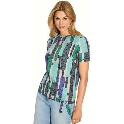 T-Shirt Décontracté Vert Cecil M avec Col en U T-Shirt Décontracté Vert Cecil M avec Col en U