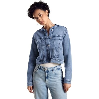 Veste en jean courte bleu clair STREET ONE T. 46 - Style décontracté avec poches Veste en jean courte bleu clair STREET ONE T. 46 - Style décontracté avec poches