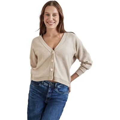 Street One Beiger V-Ausschnitt Cardigan - Lässige Strickjacke Street One Beiger V-Ausschnitt Cardigan - Lässige Strickjacke