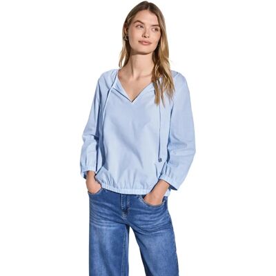 Tunique en coton rayé Street One pour femmes - Décontractée à col en V et manches 3/4 Tunique en coton rayé Street One pour femmes - Décontractée à col en V et manches 3/4