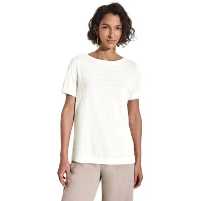 T-Shirt STREET ONE Damen Blanc Motif Structuré Col bateau T-Shirt STREET ONE Damen Blanc Motif Structuré Col bateau