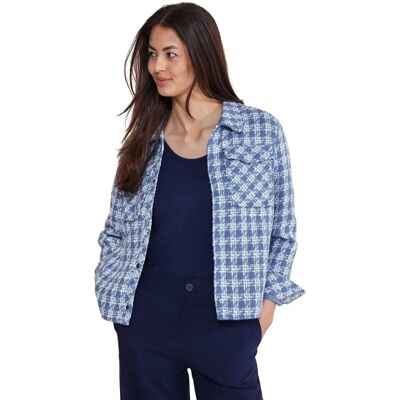Street One Blaue Kurze Jacke mit Karomuster - Jacke Street One Blaue Kurze Jacke mit Karomuster - Jacke
