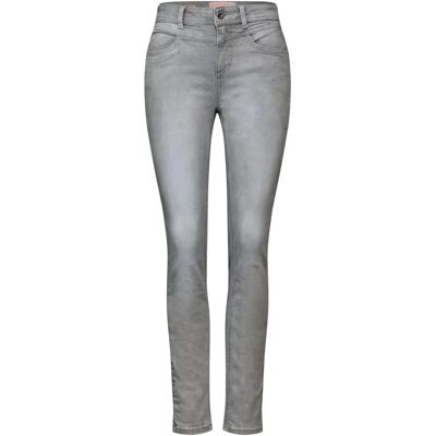 JEANS slim taille haute gris clair STREET ONE - Pantalon JEANS slim taille haute gris clair STREET ONE - Pantalon