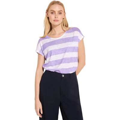 STREET ONE Modèle 40 T-Shirt Rayé Décontracté Violet STREET ONE Modèle 40 T-Shirt Rayé Décontracté Violet