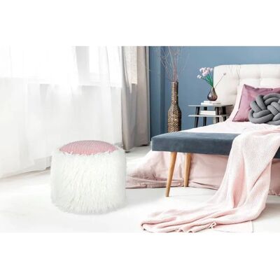 Rózsaszín Faux Pels Puf Bobtail 125 - Puf Rózsaszín Faux Pels Puf Bobtail 125 - Puf
