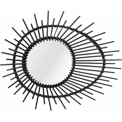 KAYOOM Rattan Wandspiegel Aina 125 - Klein, Schwarz, Rattan, Dekorativ KAYOOM Rattan Wandspiegel Aina 125 - Klein, Schwarz, Rattan, Dekorativ