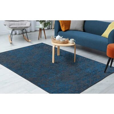 Kayoom Kalevi 200 Teppich - Blau Flachgewebe Wohnzimmer & Esszimmer Kayoom Kalevi 200 Teppich - Blau Flachgewebe Wohnzimmer & Esszimmer