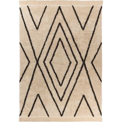 Kayoom Mylen 525 Beigefarbener Geometrischer Baumwollteppich - Teppich Kayoom Mylen 525 Beigefarbener Geometrischer Baumwollteppich - Teppich