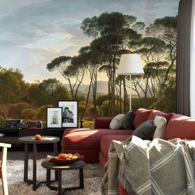 Genius - Italian Landscape with Umbrella Pines - 384x260 cm - Wallpaper Genius - Italian Landscape with Umbrella Pines - 384x260 cm - Wallpaper