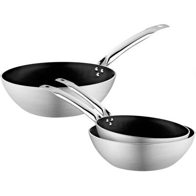 GGM GASTRO - 3-delige Wokpannenset - Aluminium Zilver GGM GASTRO - 3-delige Wokpannenset - Aluminium Zilver
