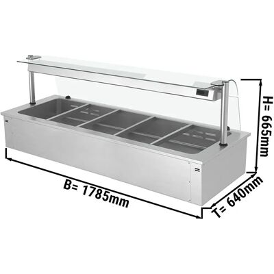 GGM Gastro 1,8m - 5x GN 1/1 Zilver Ingebouwde Bain-marie GGM Gastro 1,8m - 5x GN 1/1 Zilver Ingebouwde Bain-marie