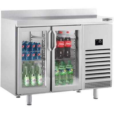 GGM Gastro - Koelbartafel Premium PLUS - 1468x600mm - met 2 glazen deuren & rand GGM Gastro - Koelbartafel Premium PLUS - 1468x600mm - met 2 glazen deuren & rand