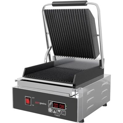 GGM GASTRO - Contactgrill - Digitaal - Geribbelde platen - 230x220mm - 1.8kW GGM GASTRO - Contactgrill - Digitaal - Geribbelde platen - 230x220mm - 1.8kW