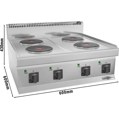 GGM Gastro - Elektrische kookplaat - 8 kW - 4 platen - Zilver GGM Gastro - Elektrische kookplaat - 8 kW - 4 platen - Zilver