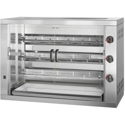 GGM Gastro - Gasbarbecue voor kip - 17,7 kW - 3 spies - Zilver GGM Gastro - Gasbarbecue voor kip - 17,7 kW - 3 spies - Zilver