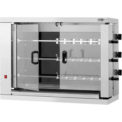 GGM Gastro - Elektrische kippengrill - Vitrokeramiek - 14,4kW - 3 spies - Zilver - Commercieel apparaat GGM Gastro - Elektrische kippengrill - Vitrokeramiek - 14,4kW - 3 spies - Zilver - Commercieel apparaat