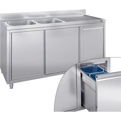 GGM GASTRO - RVS Keukenspoelbak - 2000x600mm - 2 Bakken & Vuilnisbak GGM GASTRO - RVS Keukenspoelbak - 2000x600mm - 2 Bakken & Vuilnisbak