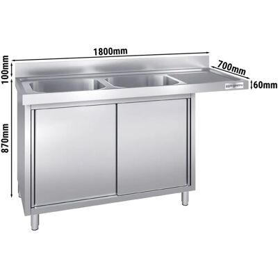 GGM GASTRO - Vaatwasser Kast - 1800x700mm - 2 Bakken - Roestvrij staal GGM GASTRO - Vaatwasser Kast - 1800x700mm - 2 Bakken - Roestvrij staal