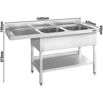 GGM Gastro - RVS Keukenspoelbak - 1600x600mm - 2 Bakken - CE Gecertificeerd GGM Gastro - RVS Keukenspoelbak - 1600x600mm - 2 Bakken - CE Gecertificeerd