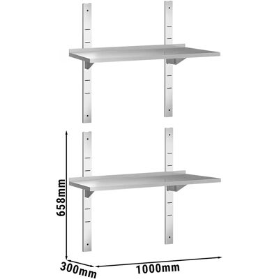 GGM Gastro - Wandplanken Premium 1,0 m - 2‑tiers - Wandrekken GGM Gastro - Wandplanken Premium 1,0 m - 2‑tiers - Wandrekken