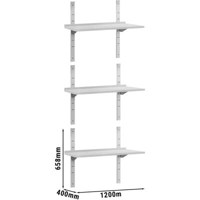 GGM Gastro Wandplanken ECO - 1200x400mm - 3 planken Zilver GGM Gastro Wandplanken ECO - 1200x400mm - 3 planken Zilver