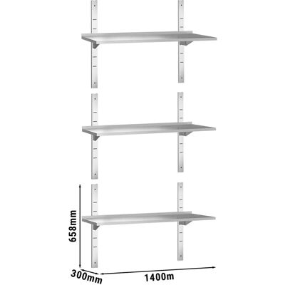 GGM Gastro - PREMIUM 1400x300 - 3 planken - Wandplank GGM Gastro - PREMIUM 1400x300 - 3 planken - Wandplank