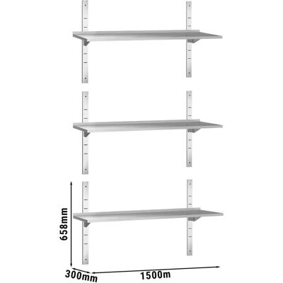 GGM Gastro Wandplanken PREMIUM 1500x300mm - 3 planken GGM Gastro Wandplanken PREMIUM 1500x300mm - 3 planken