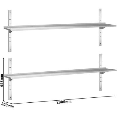 GGM Gastro - Wandplanken PREMIUM - 2 planken - 2000x300 mm - Wandplanken GGM Gastro - Wandplanken PREMIUM - 2 planken - 2000x300 mm - Wandplanken