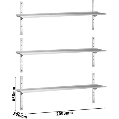 GGM Gastro Wandplanken PREMIUM 2000x300mm - 3 planken - Wandplank GGM Gastro Wandplanken PREMIUM 2000x300mm - 3 planken - Wandplank