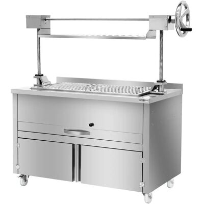 GGM Gastro - Kolenbarbecue - 1340mm - met lift & lade - Zilver GGM Gastro - Kolenbarbecue - 1340mm - met lift & lade - Zilver