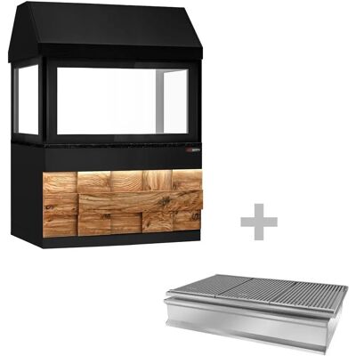 GGM GASTRO - Model TORONTO - Houtskool BBQ - 1500mm - Houten gevel - Granieten werkblad - Hittebestendig glas GGM GASTRO - Model TORONTO - Houtskool BBQ - 1500mm - Houten gevel - Granieten werkblad - Hittebestendig glas
