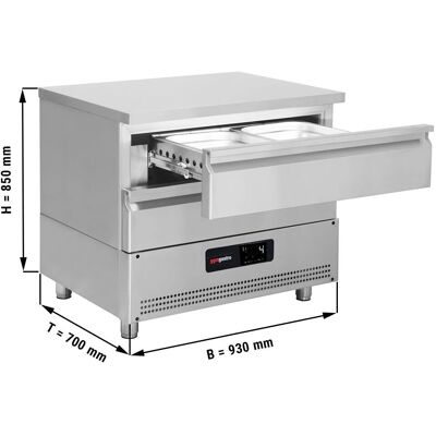 GGM Gastro - GN 2/1 930mm - Zilver - 2-lades - Onderbouw koelkastvriezer GGM Gastro - GN 2/1 930mm - Zilver - 2-lades - Onderbouw koelkastvriezer