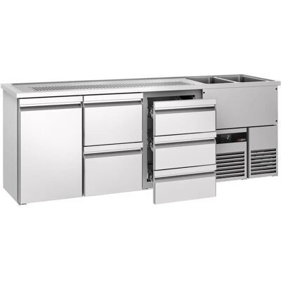 GGM Gastro - Comptoir à bière PREMIUM - 2.5 x 0.7 m - 1 deur 5 laden - biervitrine GGM Gastro - Comptoir à bière PREMIUM - 2.5 x 0.7 m - 1 deur 5 laden - biervitrine
